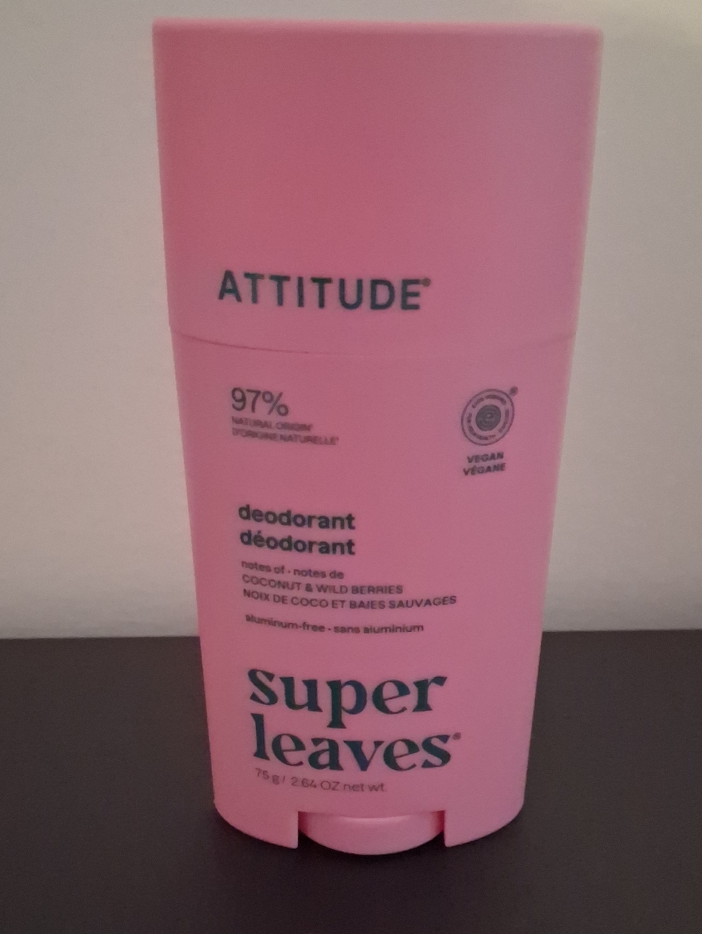 Attitude Super Leaves Natural Deodorant, Coconut Wild Berries, New Never Used